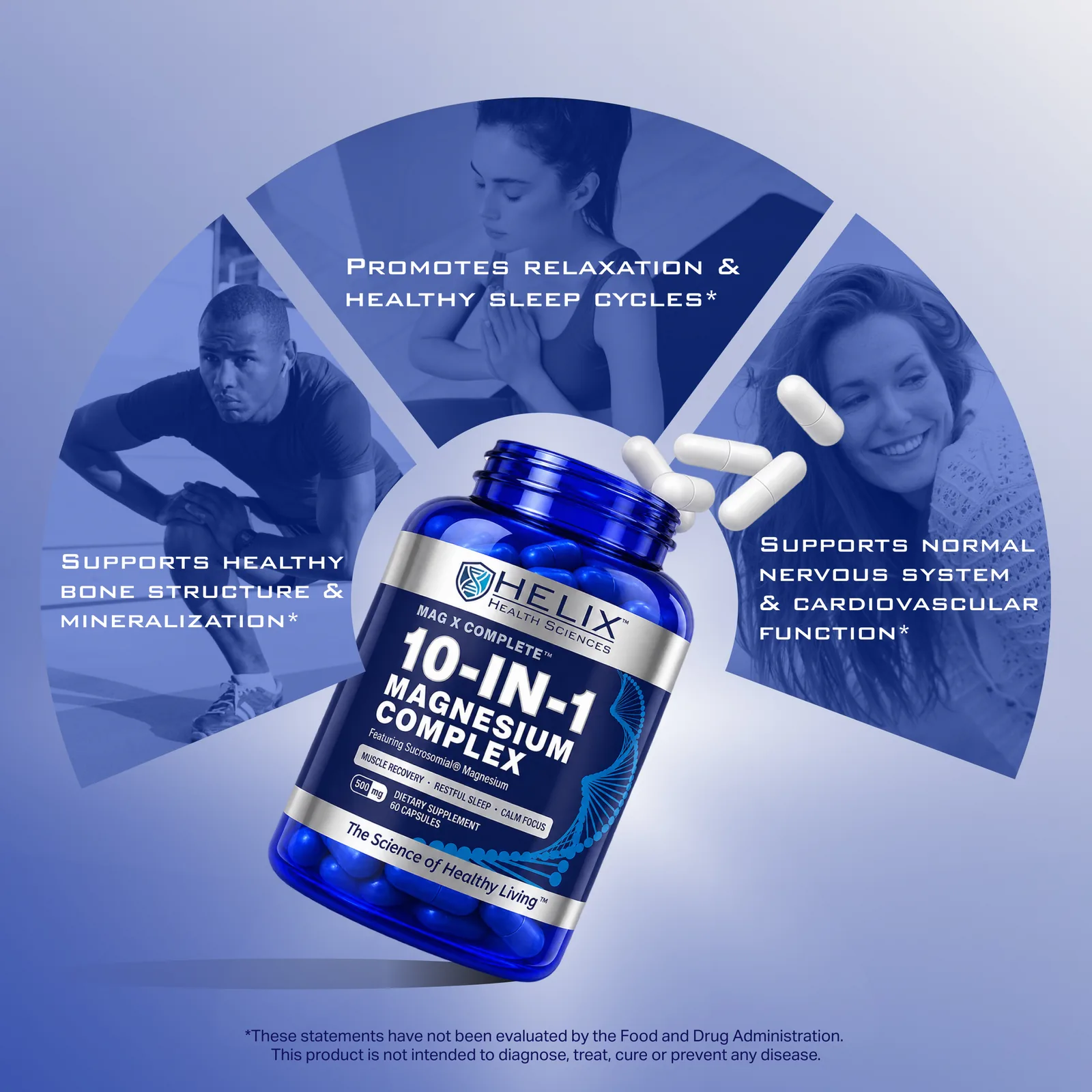 Mag X Complete supports relaxation and healthy sleep cycles, healthy bone structure, and normal nervous system and cardiovascular function